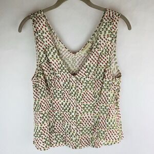 ModCloth Sleeveless Top Large NWOT Floral Fruit Fall Harvest Button Front Twee